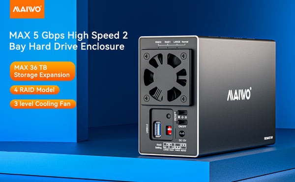 מארז חיצוני  ל-2 דיסקים MAIVO HDD 3.5 DUAL BAY USB3.2 RAID