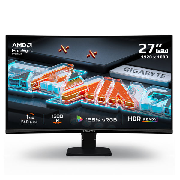 מסך Gigabyte GS27FC2 FHD VA 1Ms 240Hz HDR10 Curved Vesa100