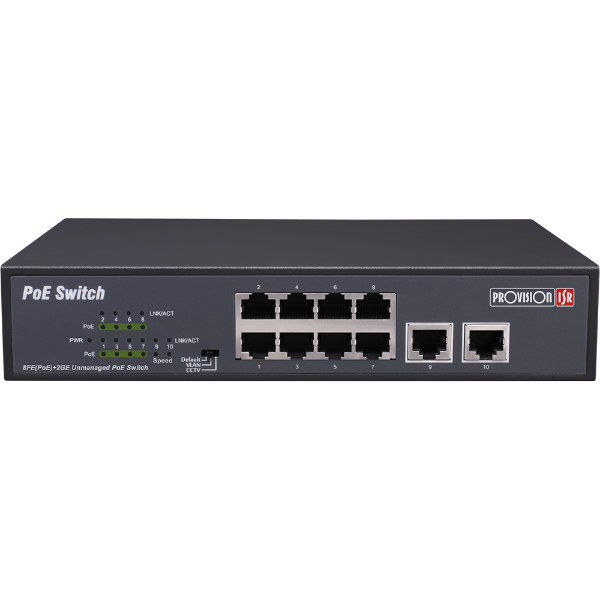 סוויץ' ל-8 ערוצים  Provison PoES-08120C plus 2 10/100 POE