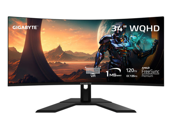 מסך Gigabyte GS34WQCA 34 WQHD VA 1Ms 120Hz HDR10 Curved Vesa100