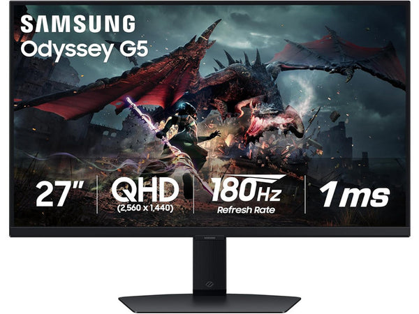 מסך Samsung Odyssey G5 G50D QHD 27 180Hz 1Ms Gaming Monitor Pivot