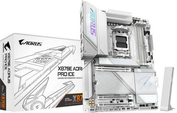 לוח אם GIGABYTE X870E AORUS PRO ICE ATX DDR5 WIFI7 AM5 2.5GBE LAN