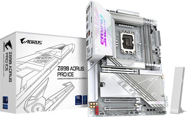 לוח אם Gigabyte Z890 AORUS PRO ICE ATX DDR5 LGA1851 5GbE לבן