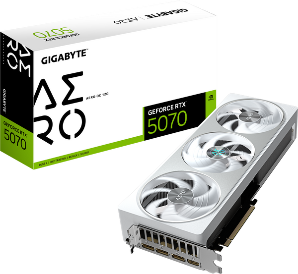 כרטיס מסך Gigabyte RTX 5070 AERO OC 12GB GDDR7 לבן