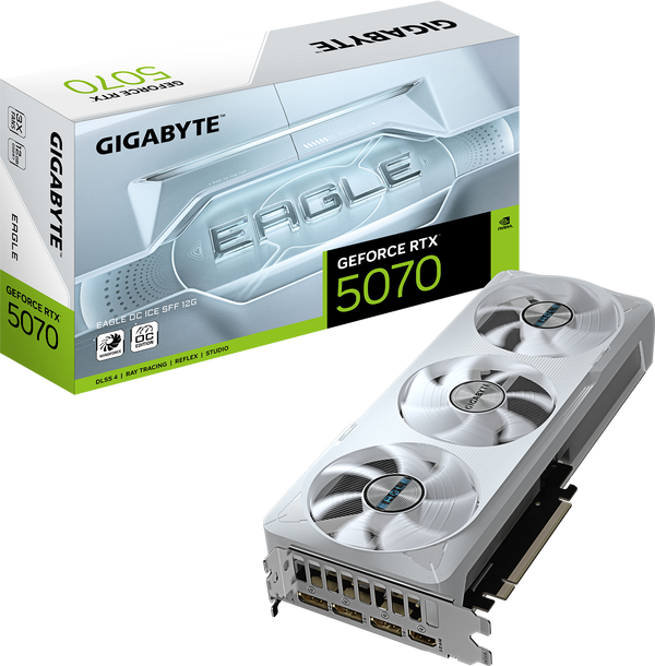 כרטיס מסך Gigabyte RTX 5070 EAGLE OC ICE SFF 12GB GDDR7 לבן