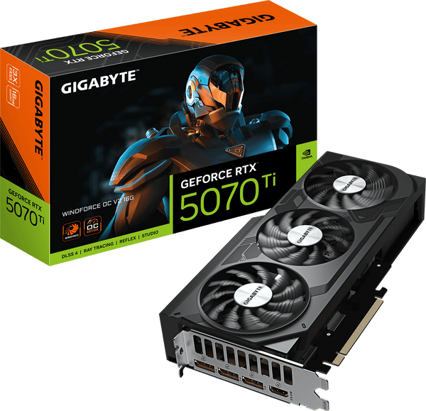 כרטיס מסך GIGABYTE GeForce RTX 5070 Ti WINDFORCE OC V2 16G