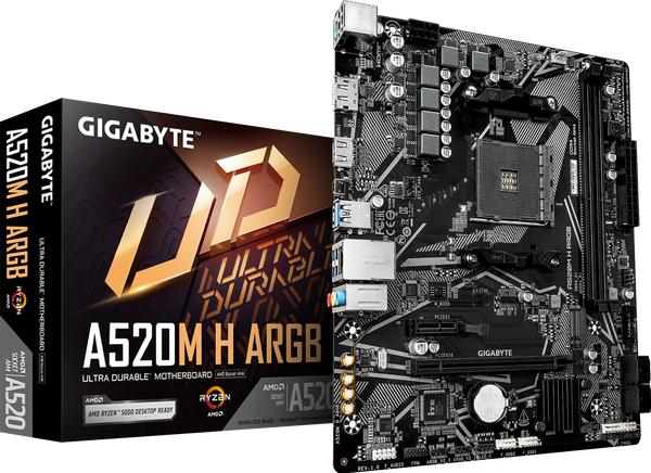 לוח אם Gigabyte A520M H ARGB AM4 DDR4 Micro-Atx HDMI DP