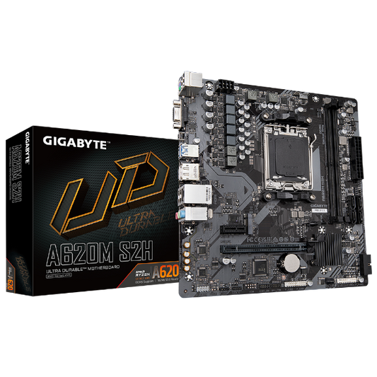 לוח למעבדי Gigabyte A620M S2H DDR5 Micro-Atx DP HDMI VGA AM5 AMD