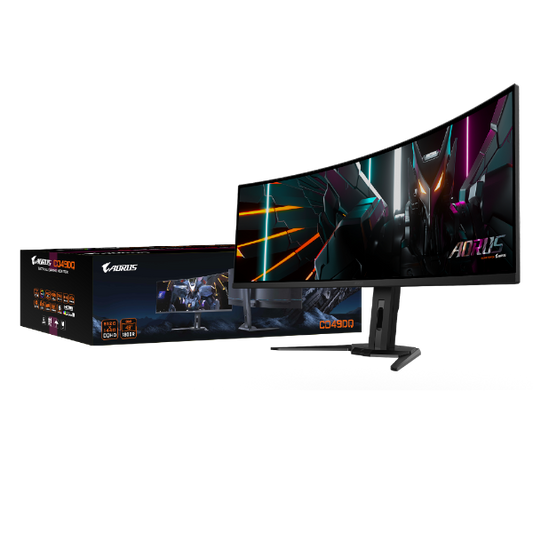 מסך AORUS CO49DQ Ultra-Wide DQHD OLED 0.03ms 144Hz KVM HDR