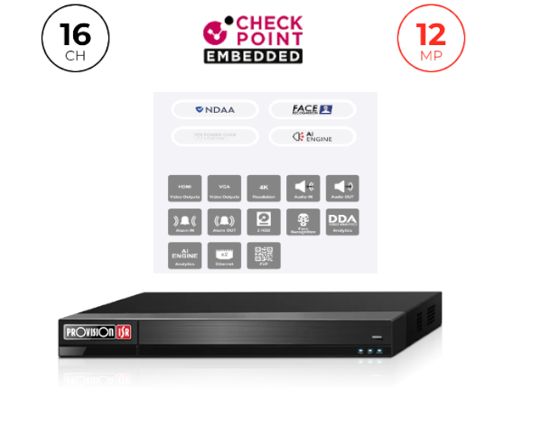מכשיר הקלטה NVR 16CH 12MP IP 1U Face Recognition and Alarm