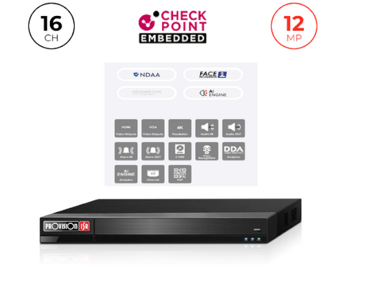 מכשיר הקלטה NVR 16CH 12MP IP 1U Face Recognition and Alarm