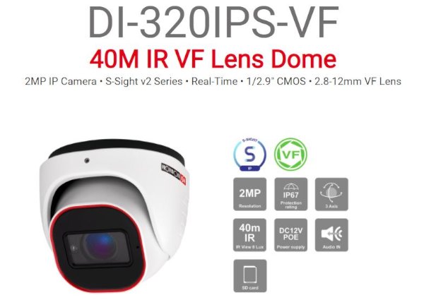 מצלמת כיפה PROVISION IP DI-320IPS-VF POE IP67 40M IR SD Support