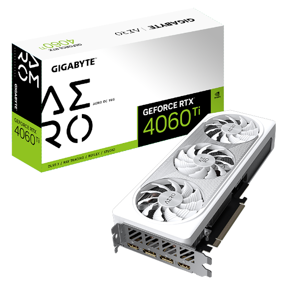 כרטיס מסך Gigabyte RTX 4060 Ti AERO OC 16GB White