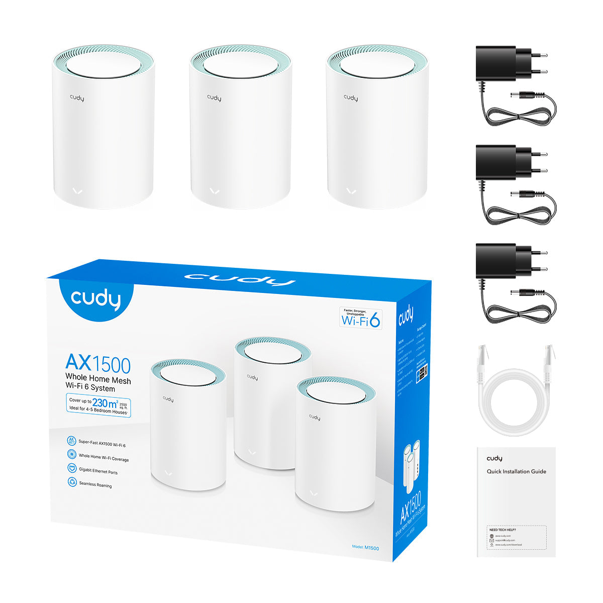 CUDY M1500 AX1500 3-Pack