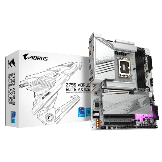 לוח אם Gigabyte Z790 AORUS ELITE AX ICE ATX DDR5 WIFI BT WHITE