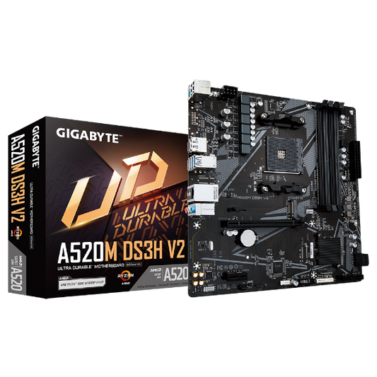לוח למעבדי Gigabyte A520M DS3H V2 1.1 AM4 AMD Micro-Atx
