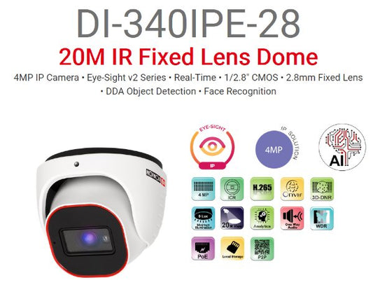מצלמת כיפה Provision IP 4MP DOME DI-340IPE-28 POE