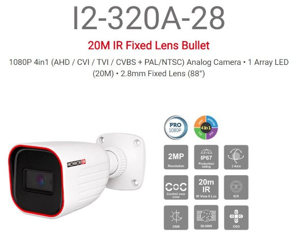 מצלמת צינור Provision I2-320a-28 AHD 2.8 2MP